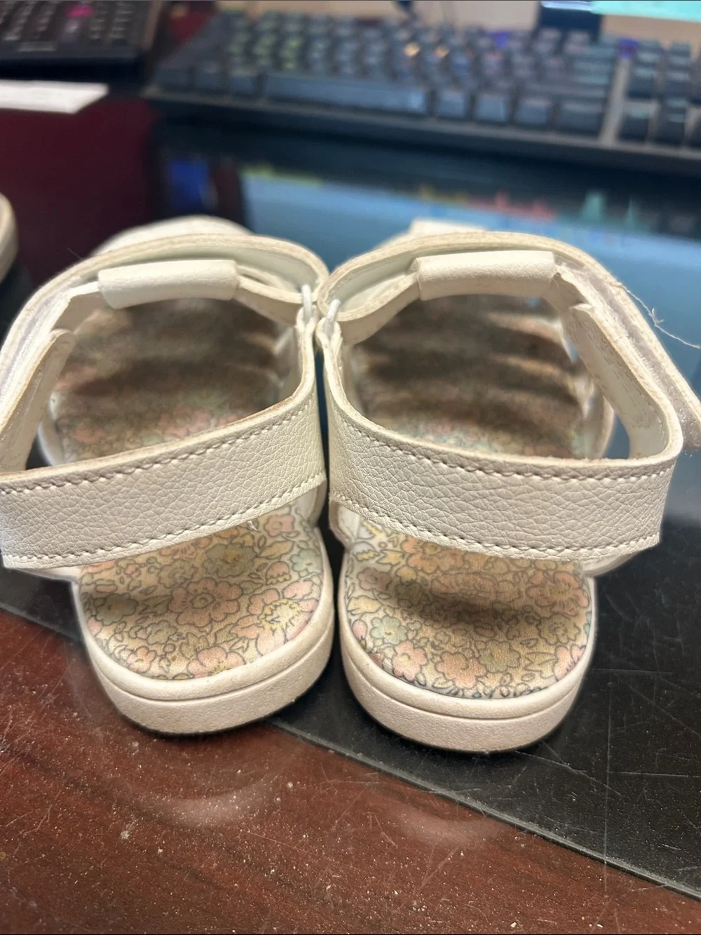 Keds White Kids Leather Sandals and Closed-Toe Shoes size 10 & 10.5 girls